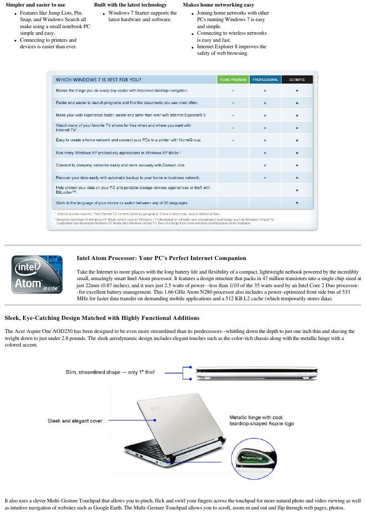 Acer AOD250-1838 Drivers for Windows Download Acer AOD250-1838 Driver for Windows Mac